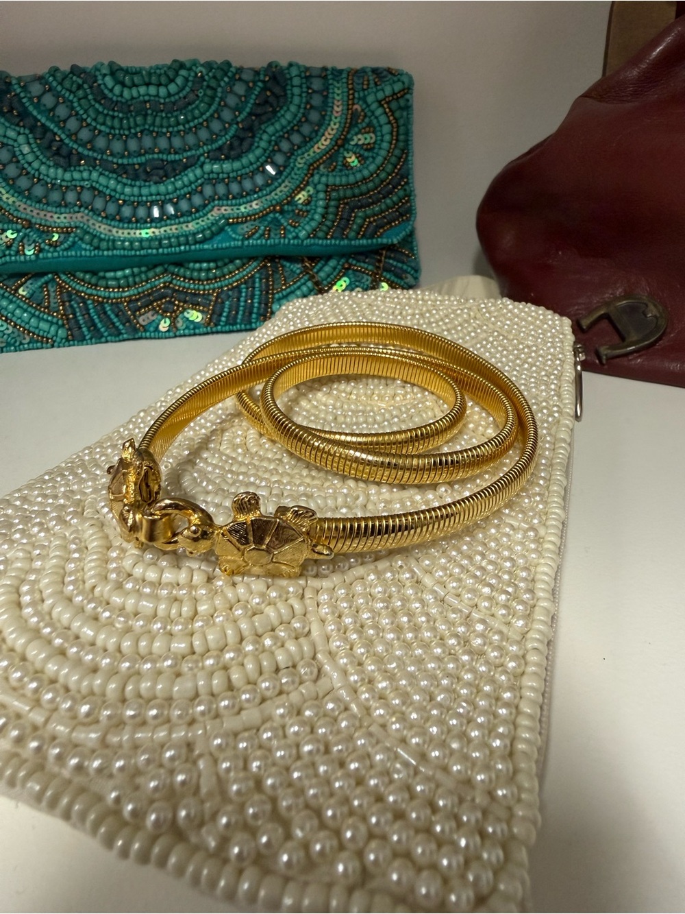 Iconic 1975 Mimi di N Kissing Turtle gold-tone stretch metal belt‎ RARE Vintage - Picture 7 of 7